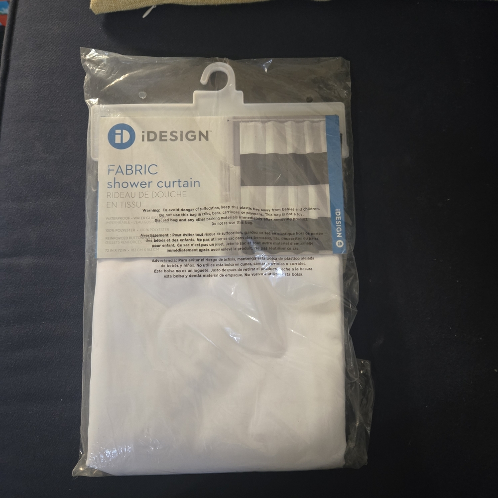 Black & White Colorblock Fabric Shower Curtain